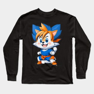 Cartoon Dog Goku Karate Style Long Sleeve T-Shirt